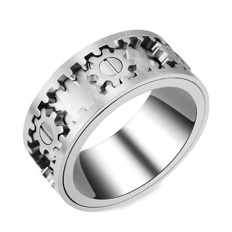 Silver Gears Anxiety Ring