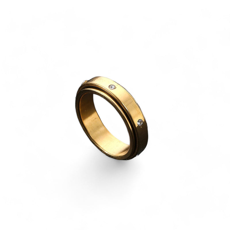 Golden Crystal Accents Spinner Anxiety Ring