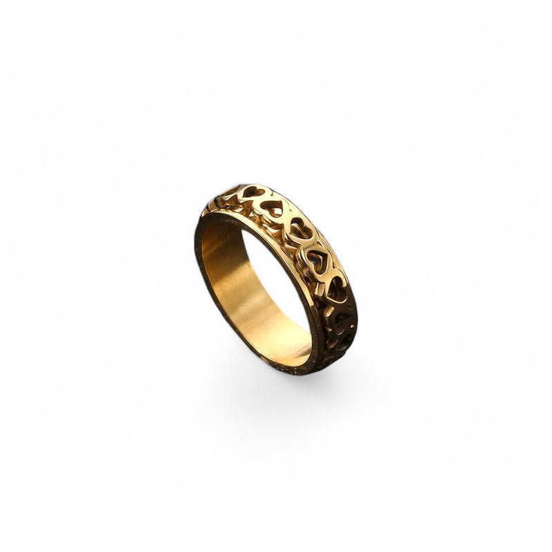 Golden Filigree Hearts Anxiety Ring